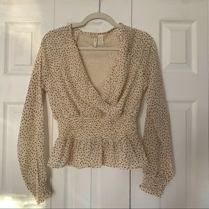 Printed Smocked Peplum Top